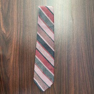 PACO RABANNE PARIS PINK RED BLACK STRIPED POLYESTER TIE NECKTIE